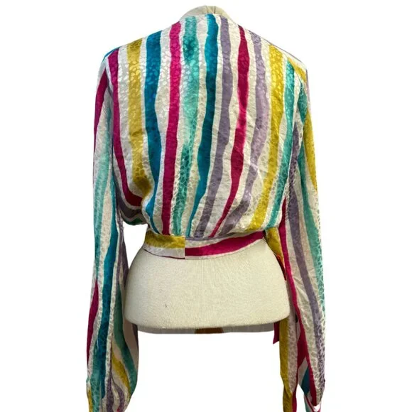 Art dealer Colorful Striped Long Sleeve Blouse
